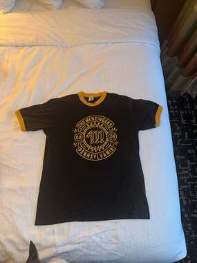 The Menzingers 2006 Black and Gold Ringer T-Shirt. Vintage PA Punk Band.